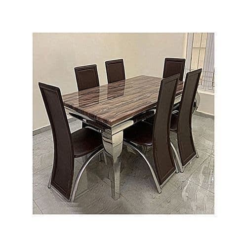 Marble Bronixx Dining Set + 6 Sitting Dinning Chairs