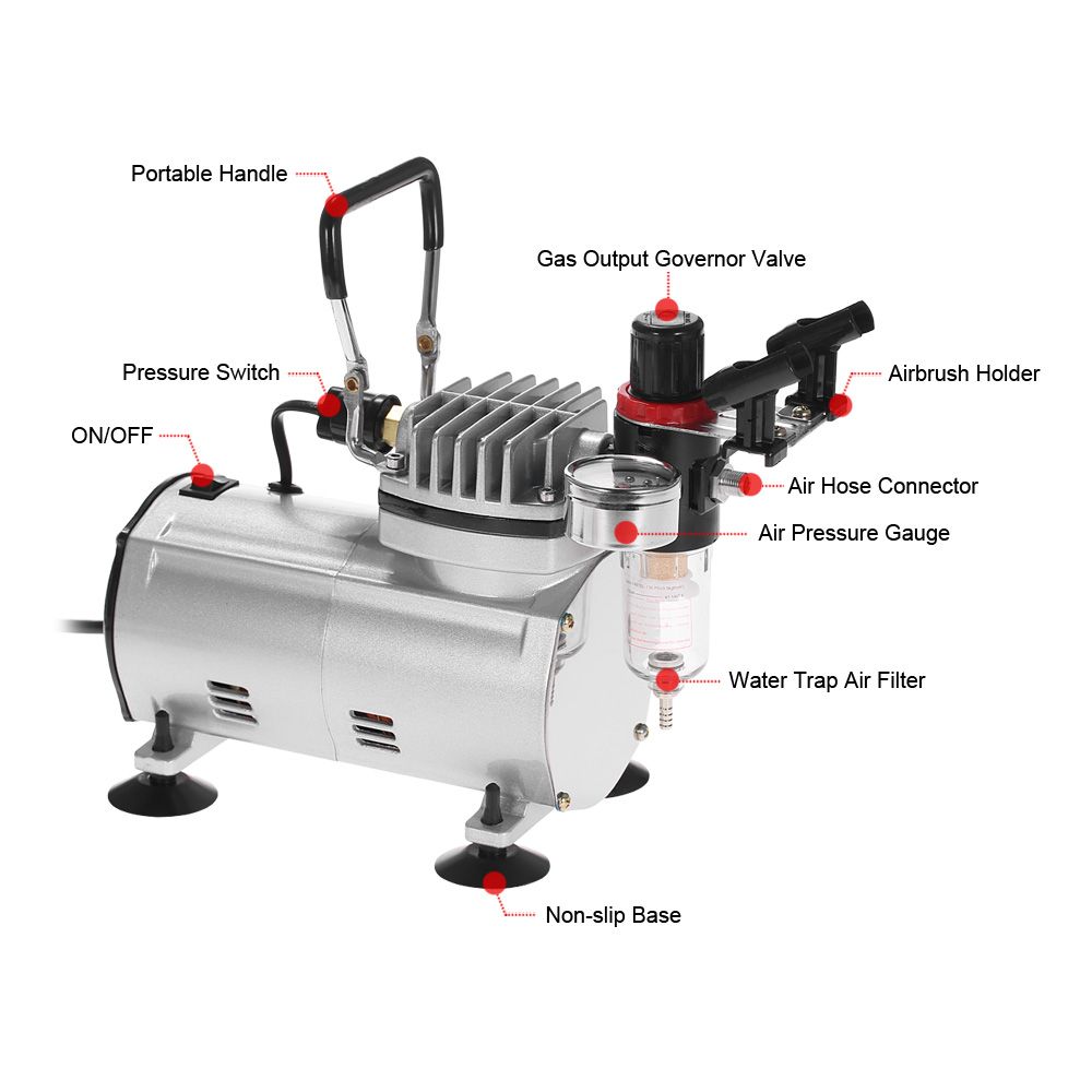 KKmoon Professional Airbrush Kit With Air Compressor Hobby