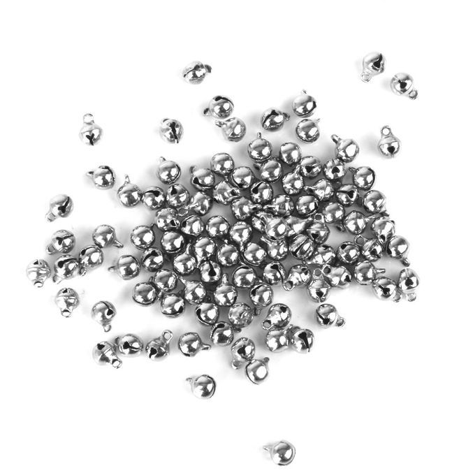 100pcs Silver   Jingle Bell Cat Bell Pendants Jewelry DIY Finding 8mm