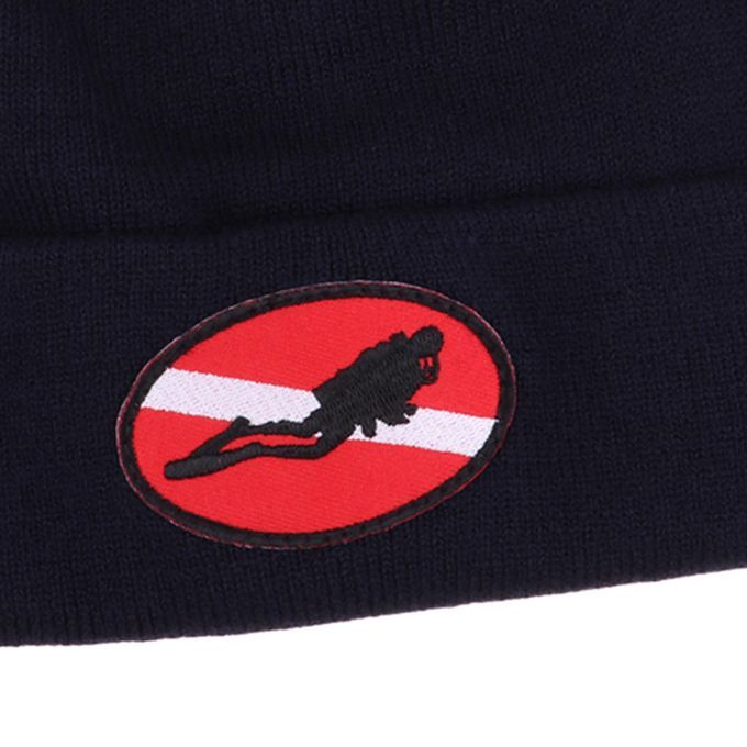 Warm Comfortable Dive Flag/Diver Down Knit Beanie Hat   Navy Blue 2