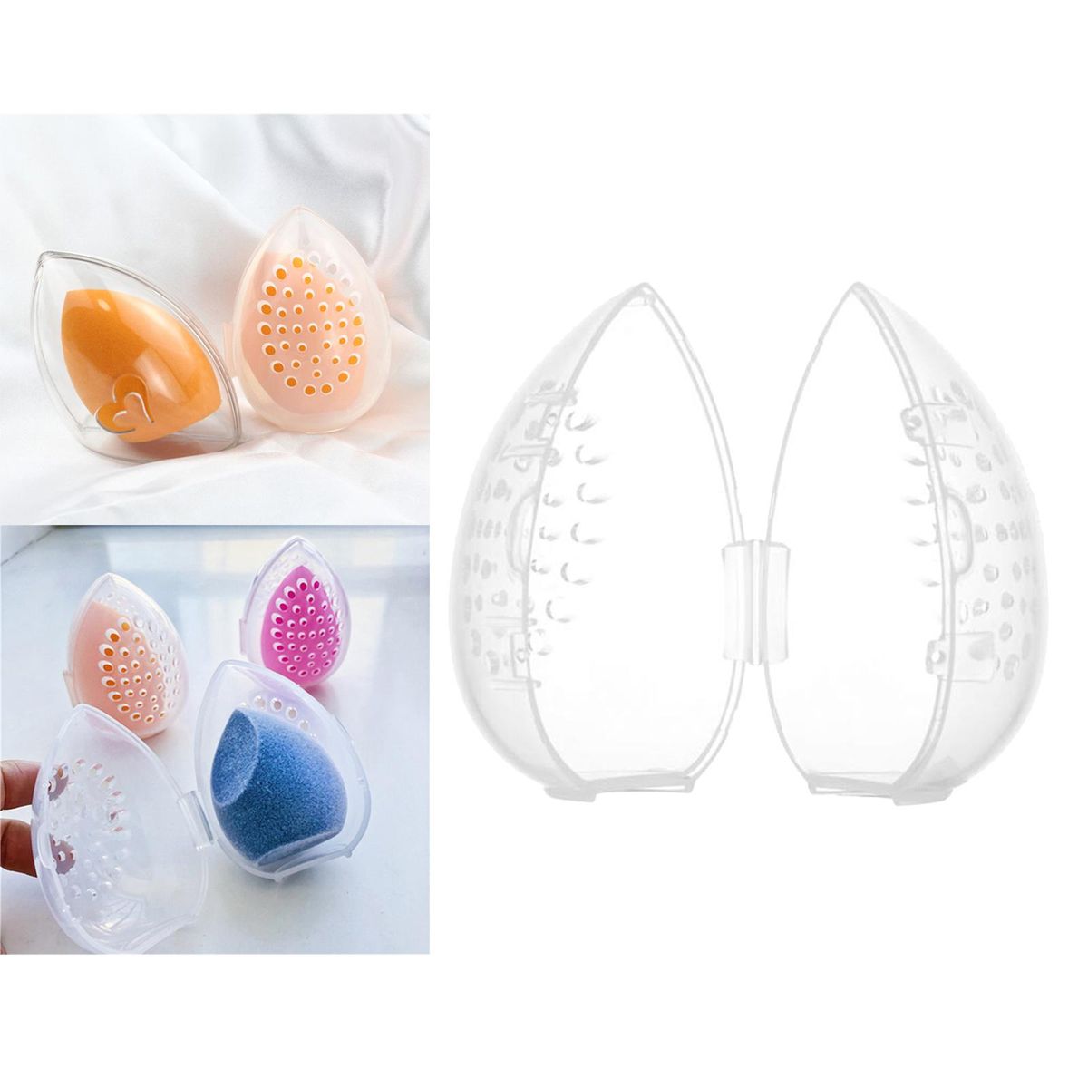Beauty Egg Storage Box  Clear Carrying Case Holder  Puff