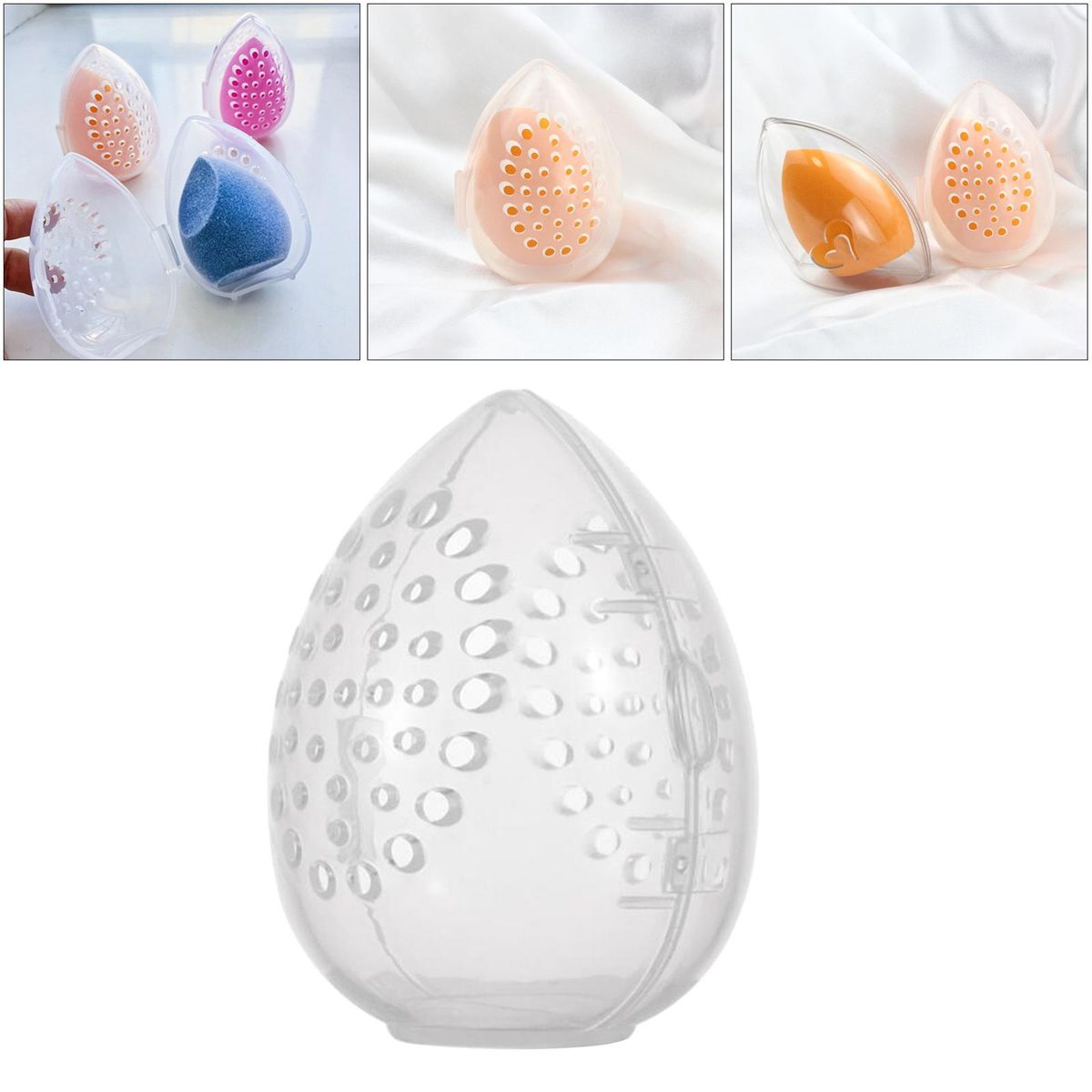 Beauty Egg Storage Box  Clear Carrying Case Holder  Puff