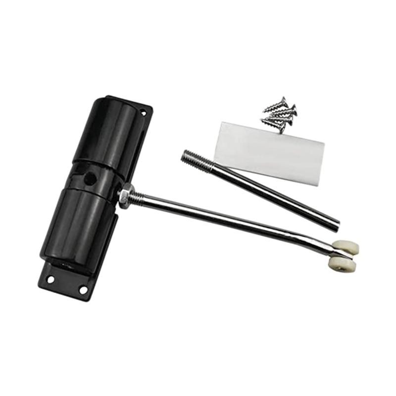 Door Closer Household Black Belt Wheel Adjustable Automatic Door Closing Light Zinc Alloy Spring Door Closer