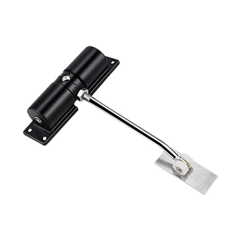Door Closer Household Black Belt Wheel Adjustable Automatic Door Closing Light Zinc Alloy Spring Door Closer
