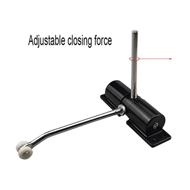 Door Closer Household Black Belt Wheel Adjustable Automatic Door Closing Light Zinc Alloy Spring Door Closer