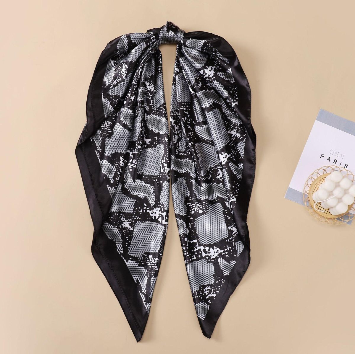 Scarf Women's Spring and Autumn Thin Fashion Vintage Ornament Silk Scarf Scarf Sunscreen Shawl Cotton Large Kerchief 90cm