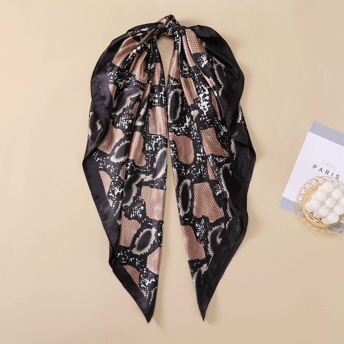 Scarf Women's Spring and Autumn Thin Fashion Vintage Ornament Silk Scarf Scarf Sunscreen Shawl Cotton Large Kerchief 90cm