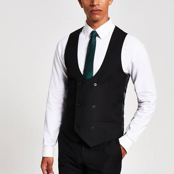 Men's Overlapped Waistcoat - Black