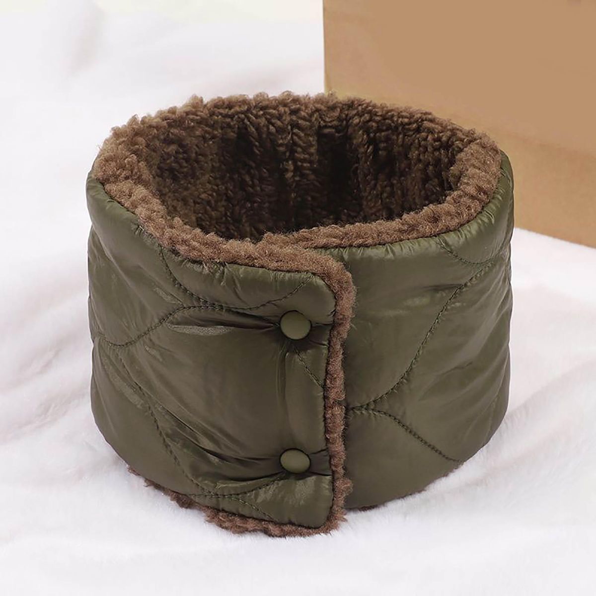 Unisex Neckerchief Down Thickened Solid Color-Army Green