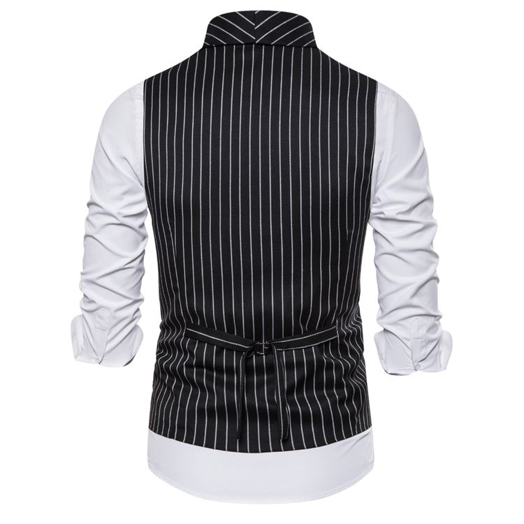 (Dark Grey)MIAMOOM  New Style Leisure Waistcoat  Men  Stripe Double Breasted Vest Fast Shipping 0226 ACU