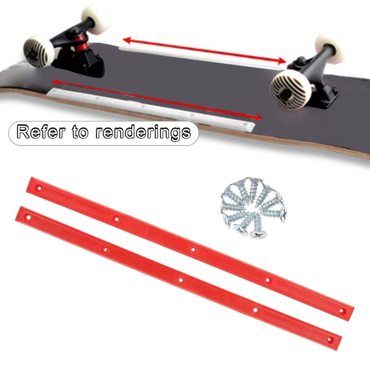 1 Pair Longboard Skateboard Rails Edge Protect With Red