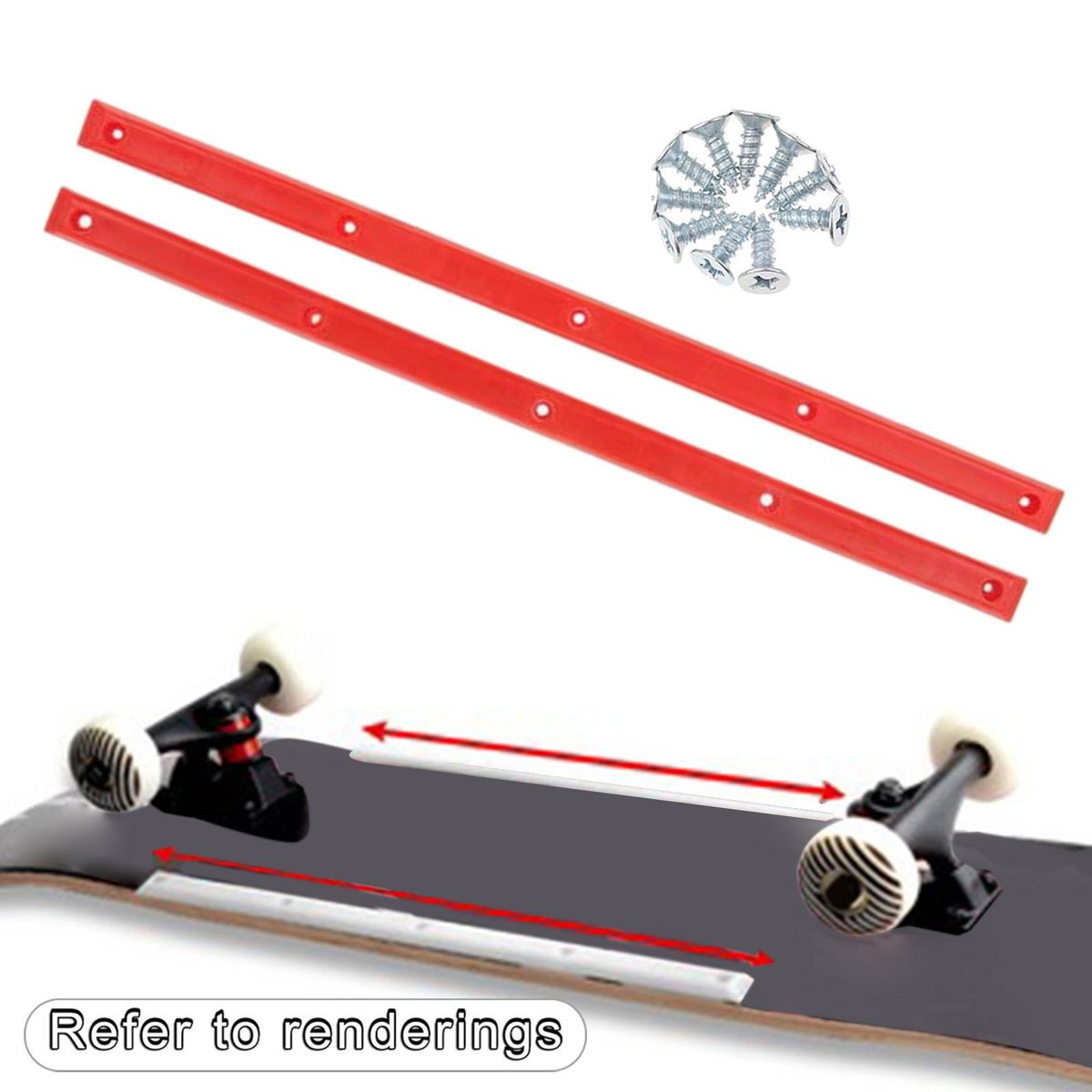 1 Pair Longboard Skateboard Rails Edge Protect With Red