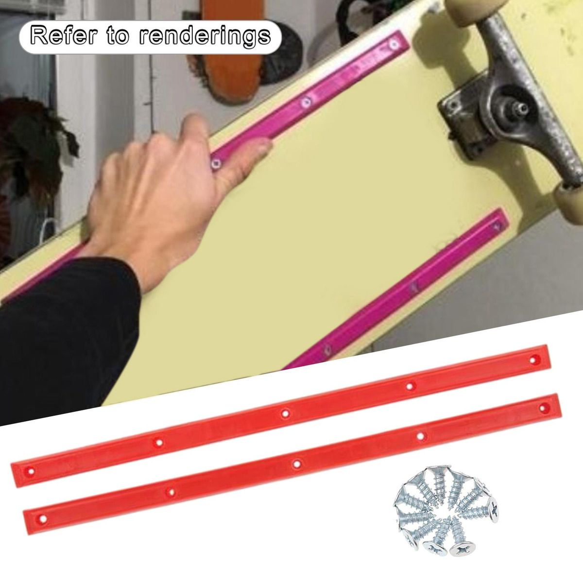 1 Pair Longboard Skateboard Rails Edge Protect With Red
