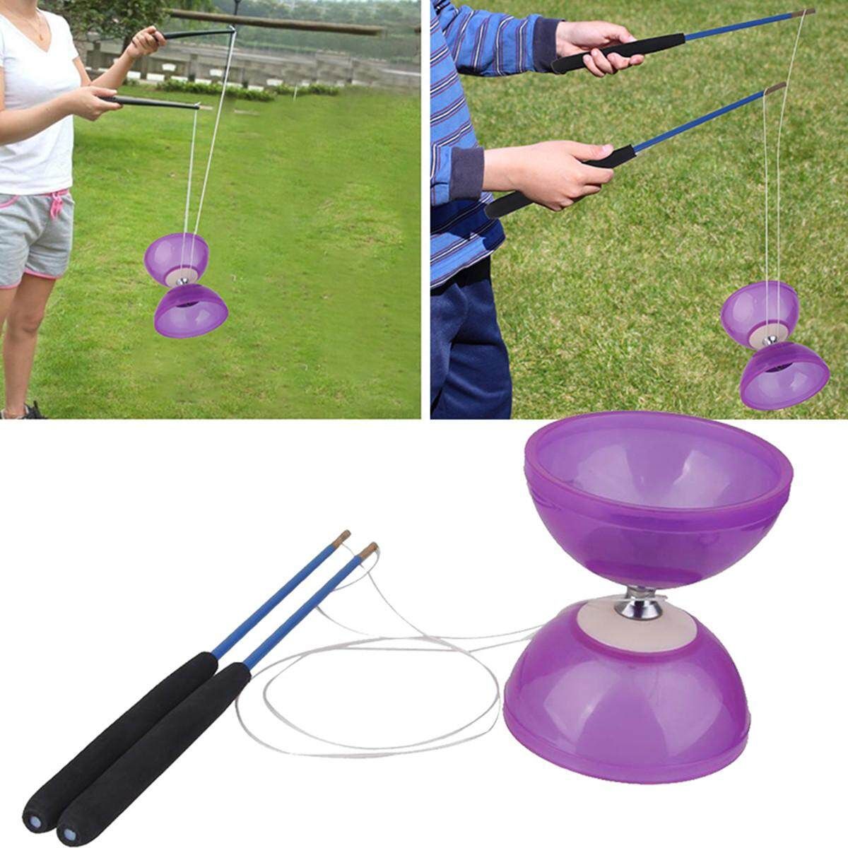 Purple 5 Bearings Diabolo Handsticks&String Juggling Toy Professional