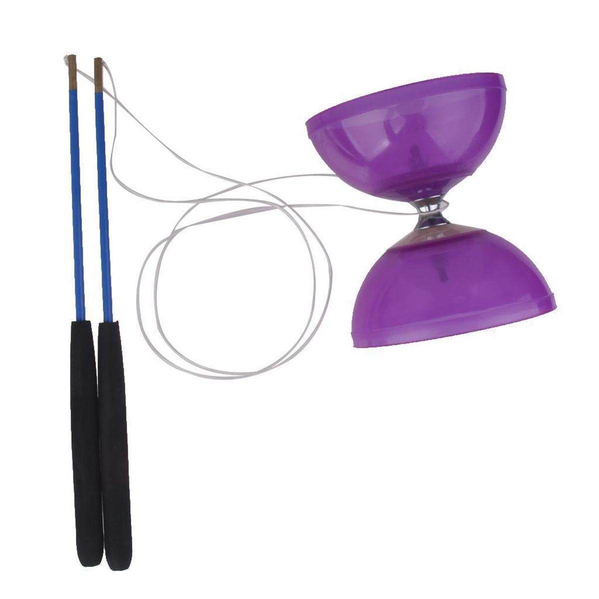 Purple 5 Bearings Diabolo Handsticks&String Juggling Toy Professional