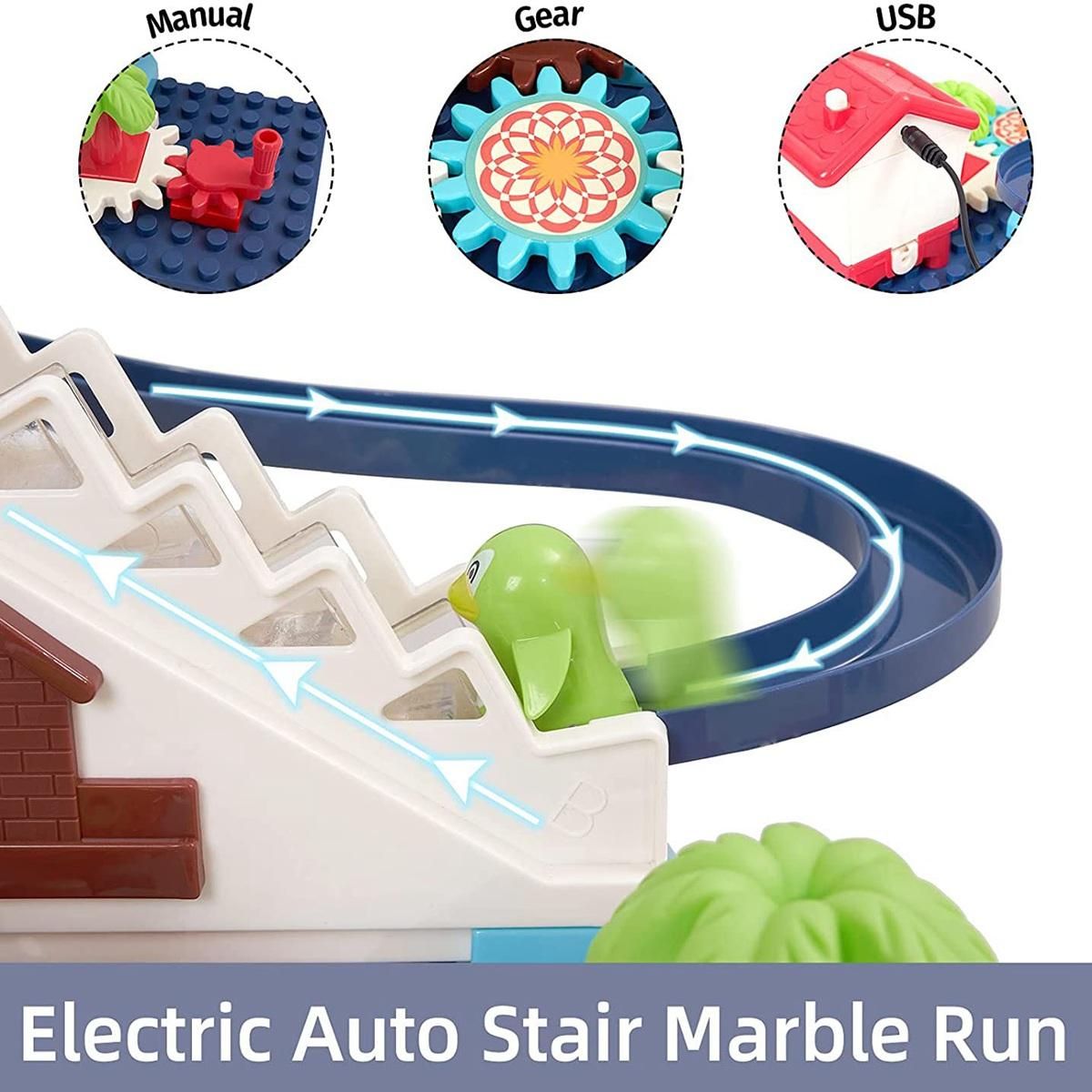 Penguin Slide Building Blocks Set Electric Marble Race