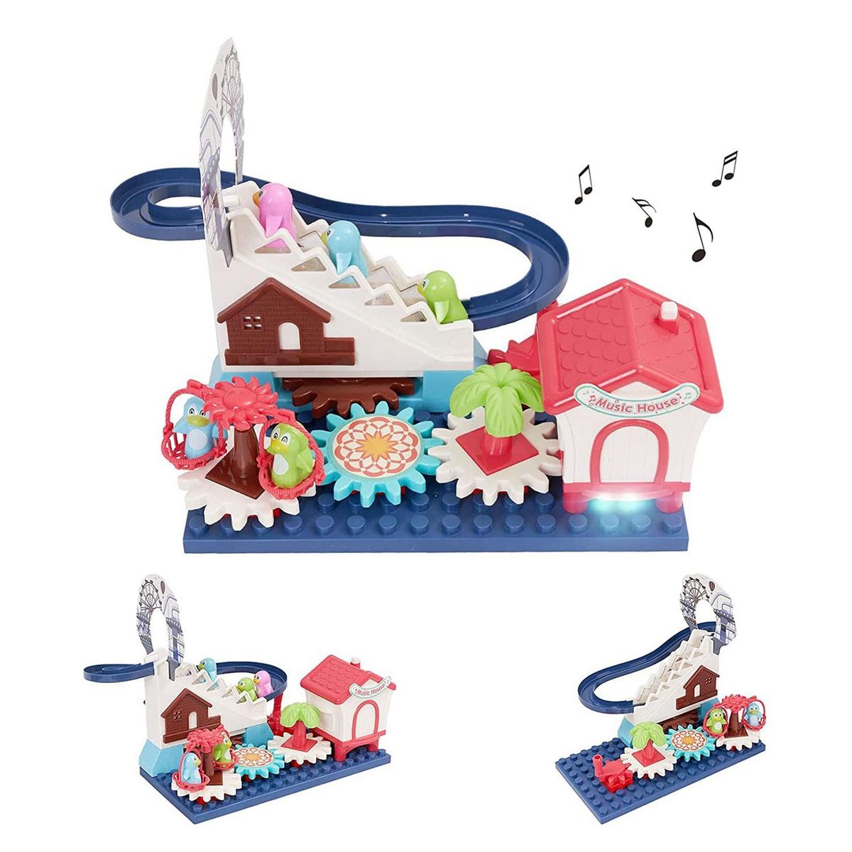 Penguin Slide Building Blocks Set Electric Marble Race