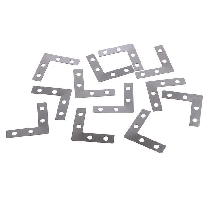 100x Metal L Shape Corner Brace Plate Flat Angle Bracket Picture Frame