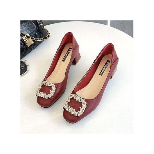 Red Wedge Heel Shoes Women Ladies Ballet Shoes Office Slip On Comfy Loafers