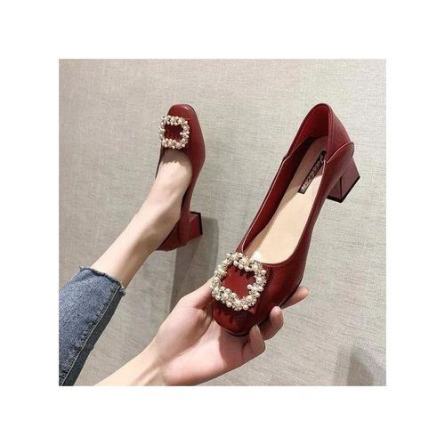 Red Wedge Heel Shoes Women Ladies Ballet Shoes Office Slip On Comfy Loafers