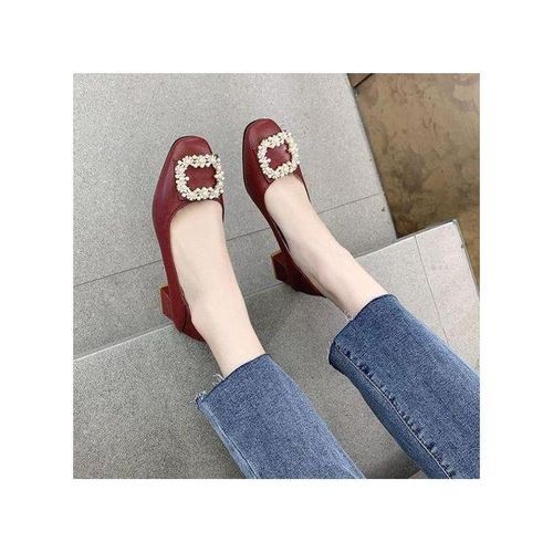 Red Wedge Heel Shoes Women Ladies Ballet Shoes Office Slip On Comfy Loafers