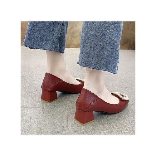 Red Wedge Heel Shoes Women Ladies Ballet Shoes Office Slip On Comfy Loafers