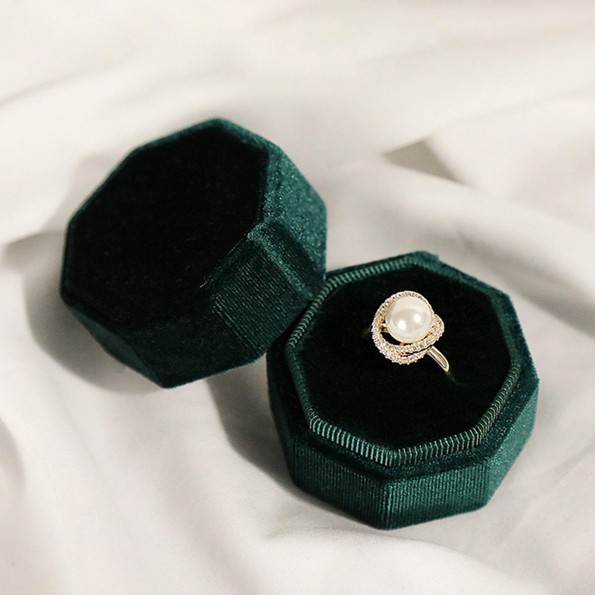 Betrothal Ring Box Engagement Wedding Party Lovers Ring Display Box Atrovirens
