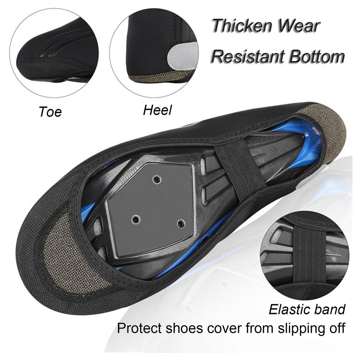 Winter Cycling Shoes Cover Waterproof Windproof Bike Shoes Cover Non-slip Zippered Overshoes with Fleece Lining Rain Shoes Cover Protector Reflective MTB Road Bike Shoe Covers Easy Wear on Take Off