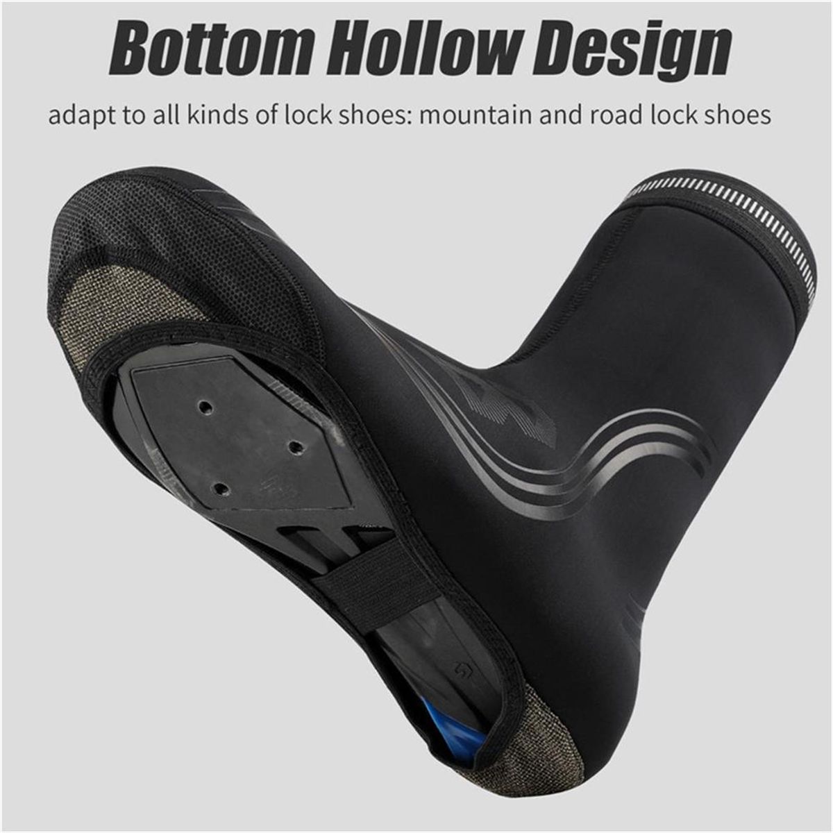 Winter Cycling Shoes Cover Waterproof Windproof Bike Shoes Cover Non-slip Zippered Overshoes with Fleece Lining Rain Shoes Cover Protector Reflective MTB Road Bike Shoe Covers Easy Wear on Take Off