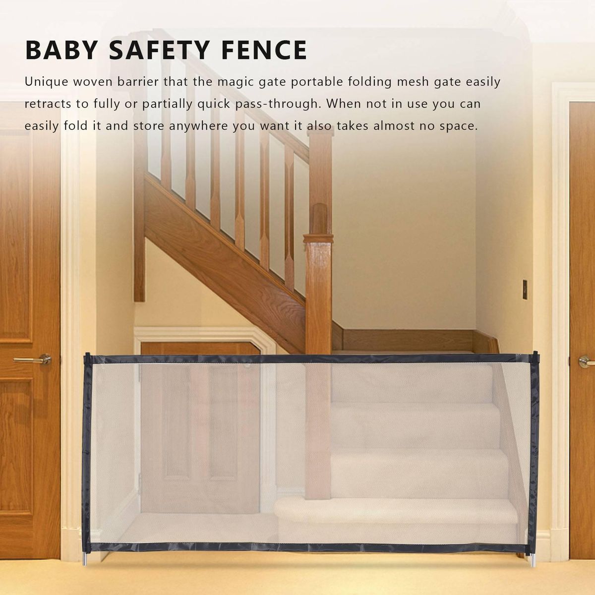 Gate Portable Folding Mesh Fencing Gate Protection Indoor and Outdoor Safe and Pets
