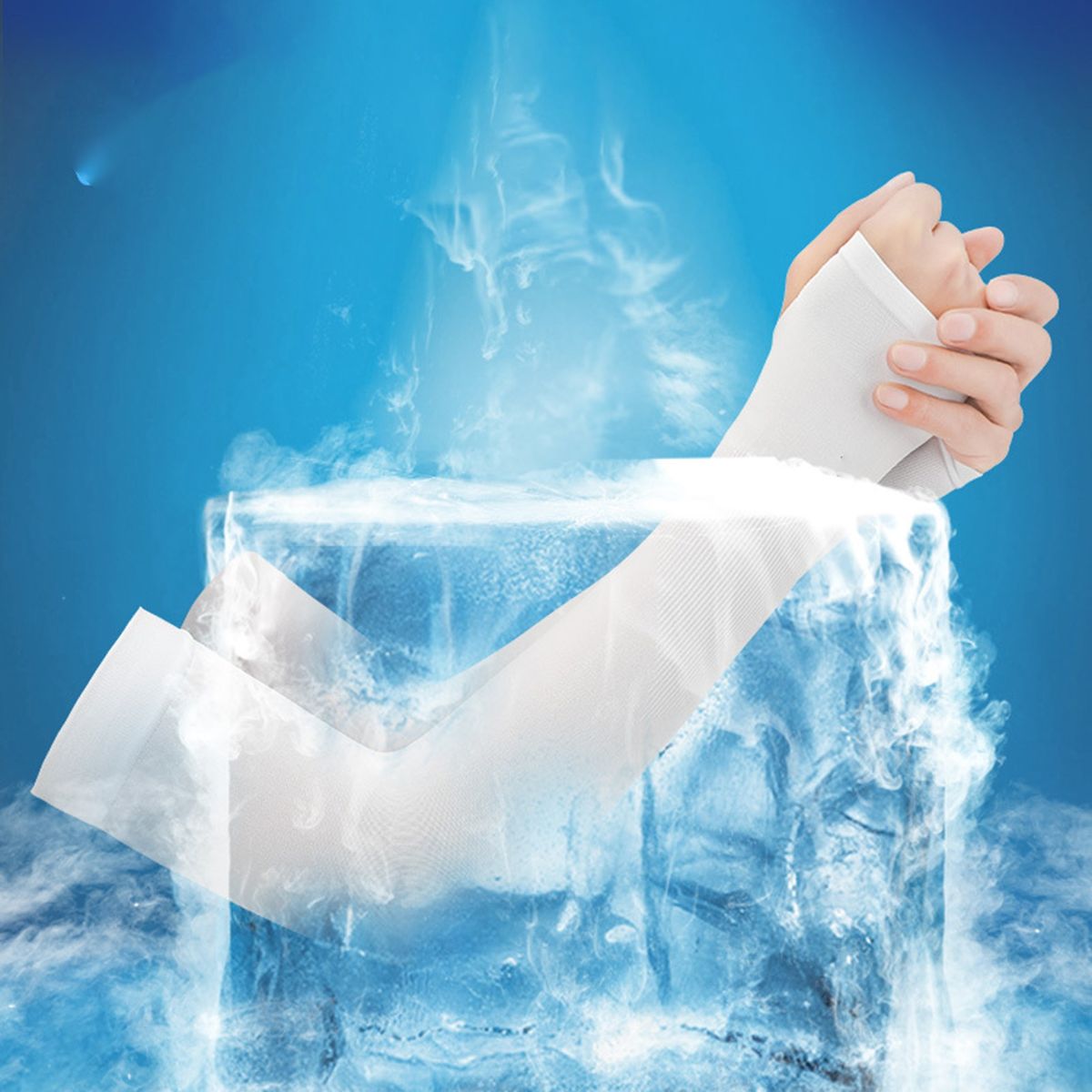 1 Pair Sleeve Wrap   Thumb Hole Sun Protection White