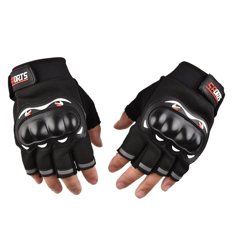 Motorcycle Man Women Glove Moto PVC Touch Screen Breathable Powered Motorbike Racing Riding Bicycle Protective Gloves Winter-Half Finger Black