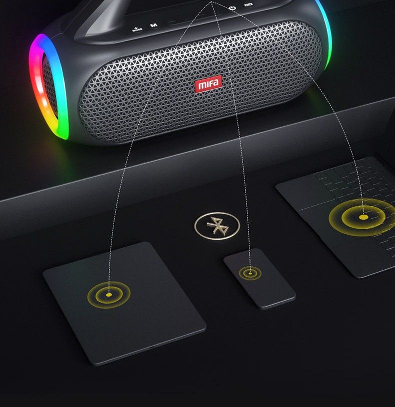 A/MIFA WildBox Outdoor High Sound Quality Car Party Portable Speaker Colored Light Effect Black