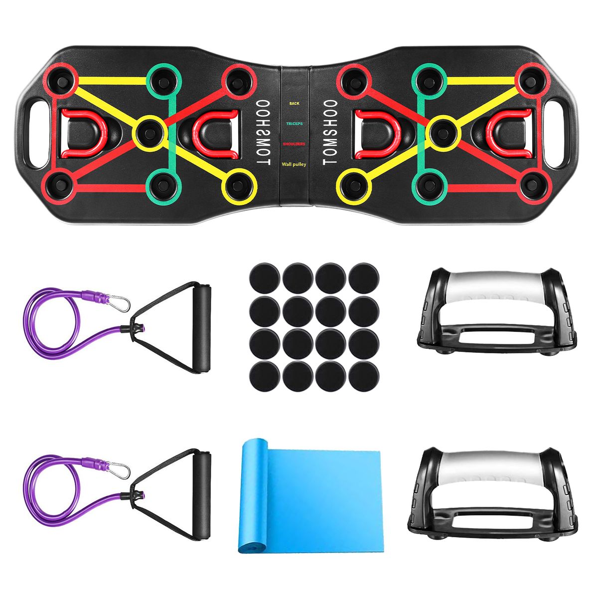 TOMSHOO Push Up Board With Resistance Band And Handles For