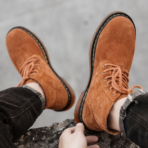 Popular Motocycle Boots Men's Shoes EUR Size 38-48 High-Top Men Martin Boots Cow Split Leather Oxford Boots For Male Fall British Luxury Military Combat Boots Outdoor Casual Shoes Ankle Boot Brown