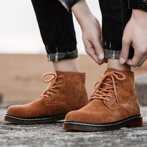 Popular Motocycle Boots Men's Shoes EUR Size 38-48 High-Top Men Martin Boots Cow Split Leather Oxford Boots For Male Fall British Luxury Military Combat Boots Outdoor Casual Shoes Ankle Boot Brown
