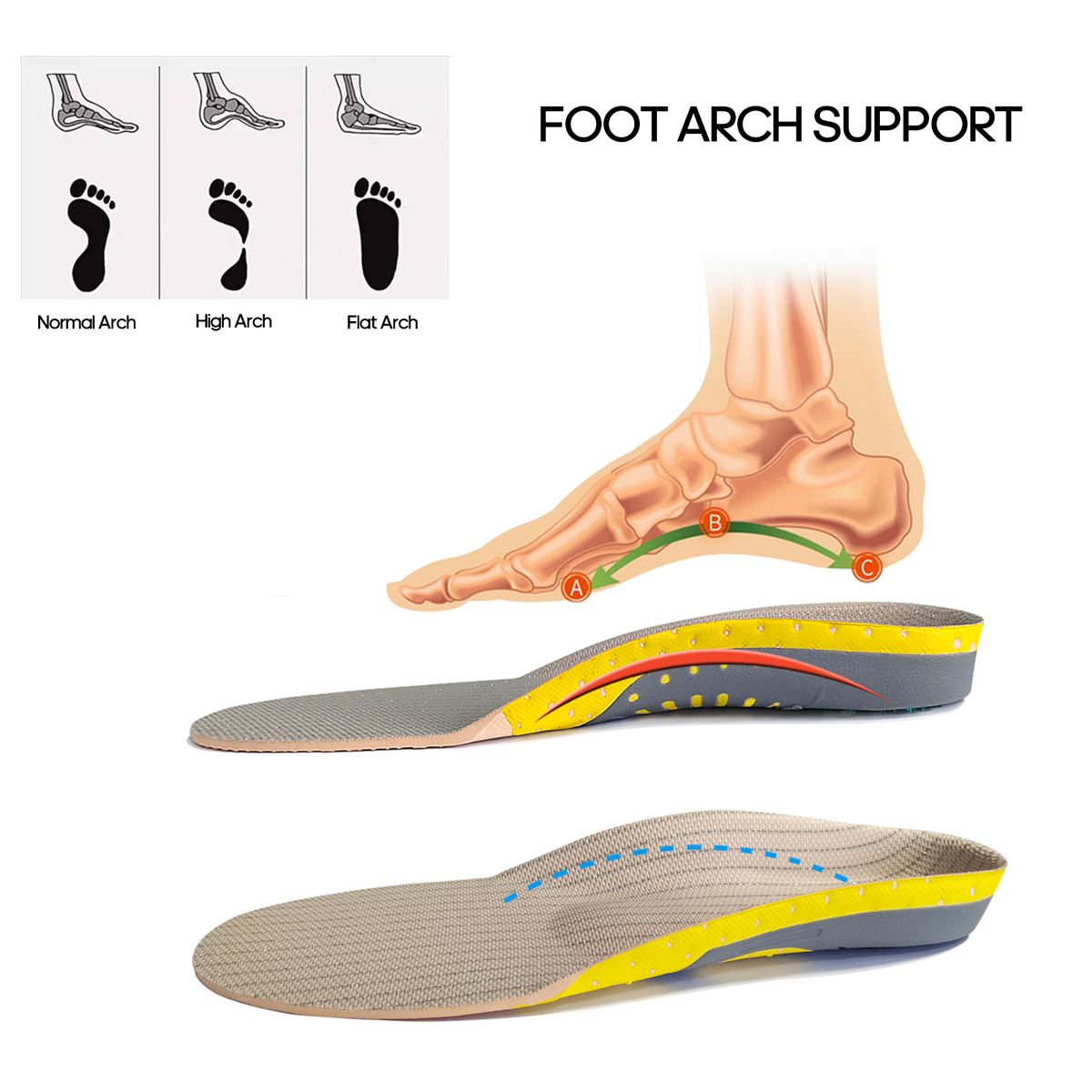 Shoe Insoles Arch Supports 1 Pair Orthotic Insoles Soft Feet