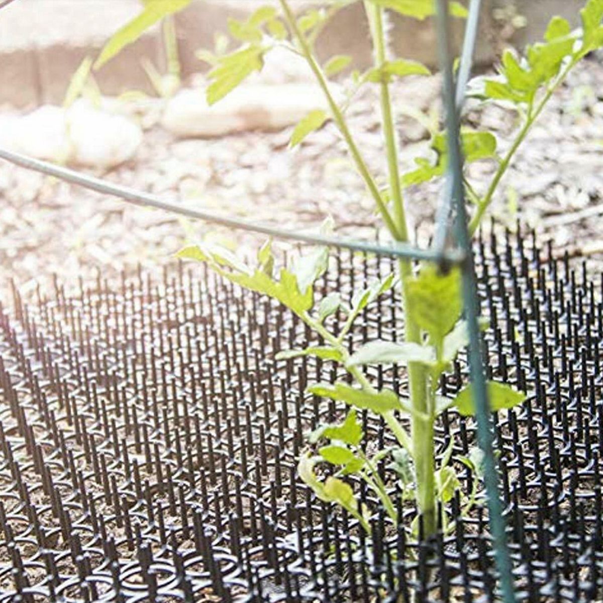 10Pcs Repellent Mats + 10Pcs U Shape Nails Garden Prickle Strip Dig Stop Cat Dog Repellent Deterrent Mat Spike Garden Supplies