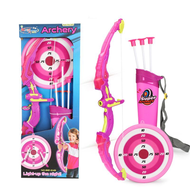 Light Up Archery Bow And Arrow Toy Set For Boys Girls With 3 Suction Cup Arrows