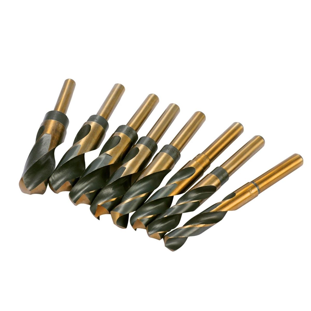 8Pcs 1/2'' Reduced Shank HSS Large Drill Bit Set High-Speed Steel Twist Drill Bits with 9/16in to1in Cutting Edge Diameter