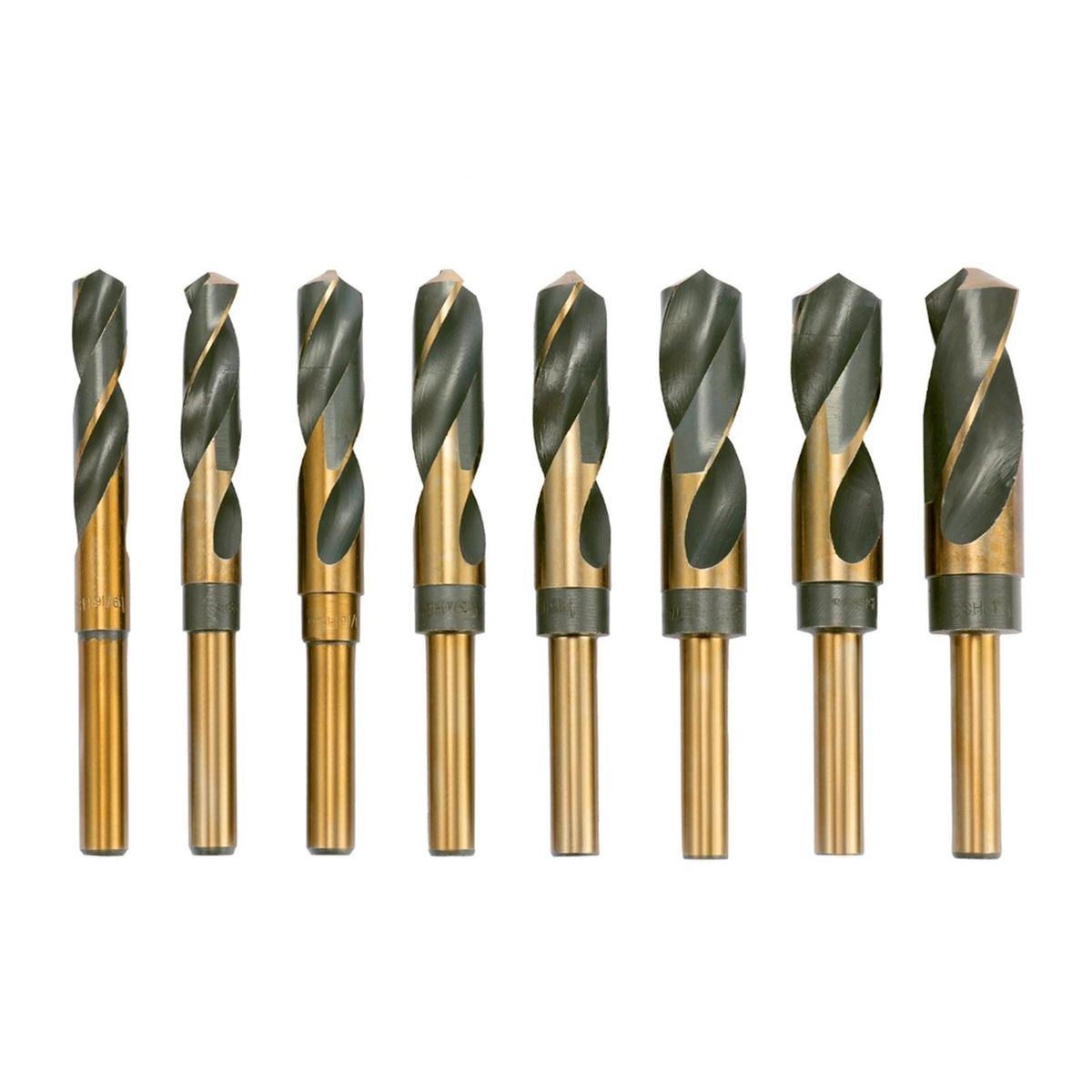 8Pcs 1/2'' Reduced Shank HSS Large Drill Bit Set High-Speed Steel Twist Drill Bits with 9/16in to1in Cutting Edge Diameter