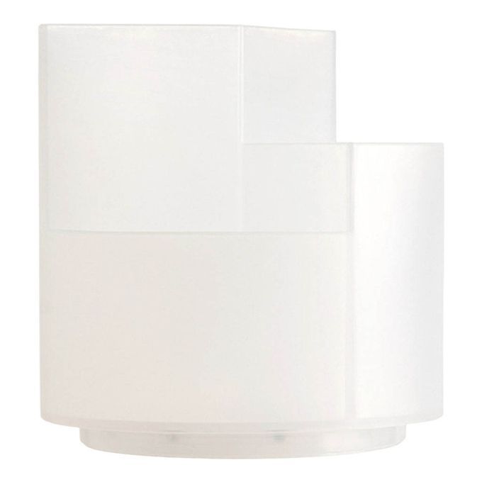 360° Rotating 3 Grid Pen Holder Stand Office Transparent White