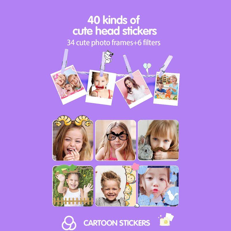 4000w Front Rear Dual Lens Digital Camera Mini Video Photo Slr Cameras Cartoon Toys Children Birthday Gifts Purple