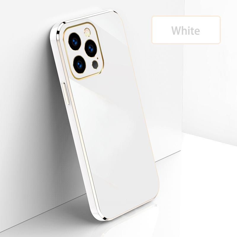 Ultra Thin Plating Phone Case for iPhone 14 Pro Lens Protection soft Phone Back Cover-White