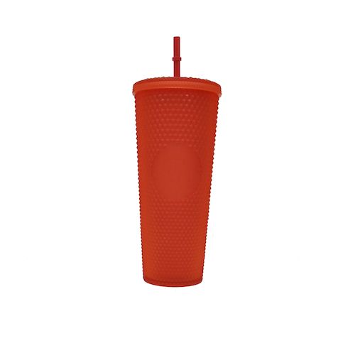 Starbucks Styled Cup - Shinny Red With Straw And Seal Cap