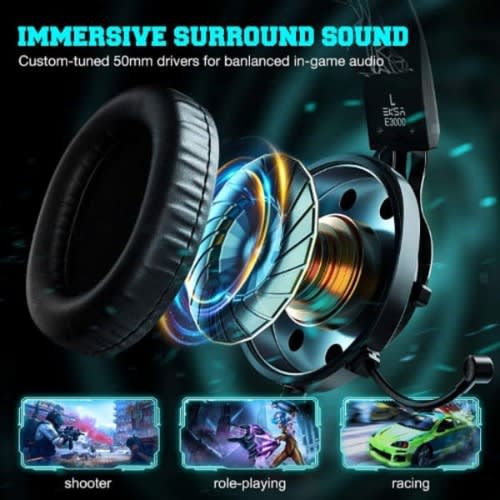 Gaming Headset With Noise Cancelling Mic & Rgb Light