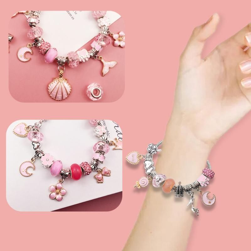 DIY Beaded Bracelet Set with Storage Box for Girls Gift Acrylic an Large Hole Beads Handmade Diy Jewelry Making Kit New