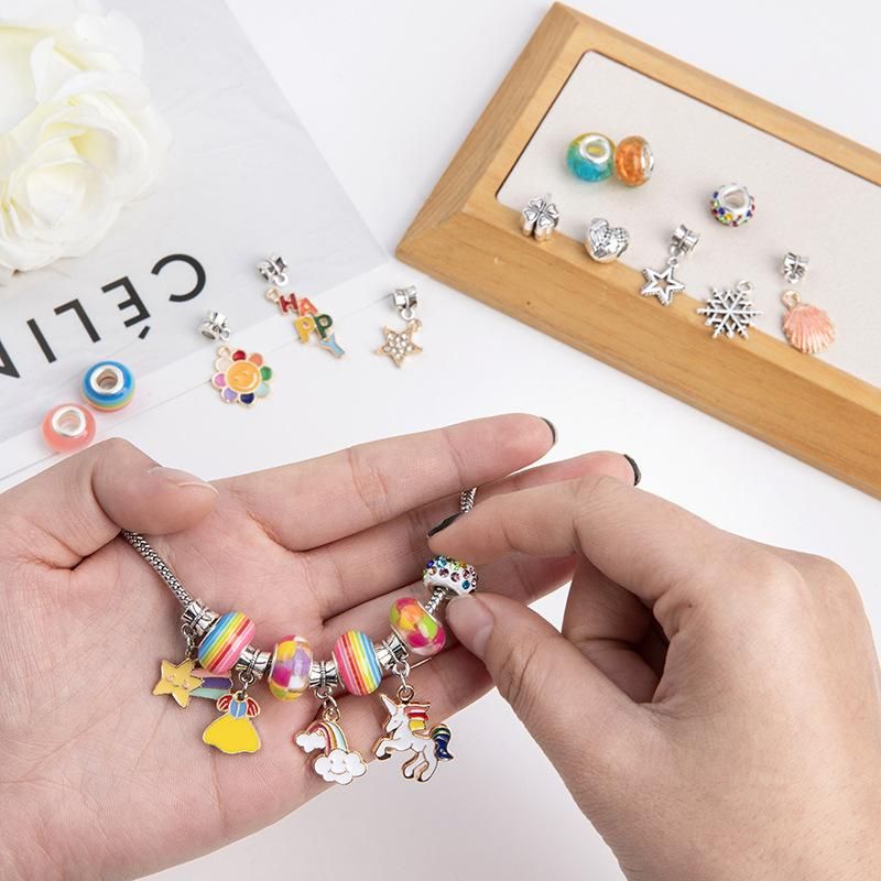 DIY Beaded Bracelet Set with Storage Box for Girls Gift Acrylic an Large Hole Beads Handmade Diy Jewelry Making Kit New