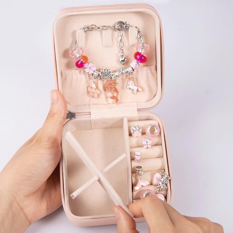 DIY Beaded Bracelet Set with Storage Box for Girls Gift Acrylic an Large Hole Beads Handmade Diy Jewelry Making Kit New