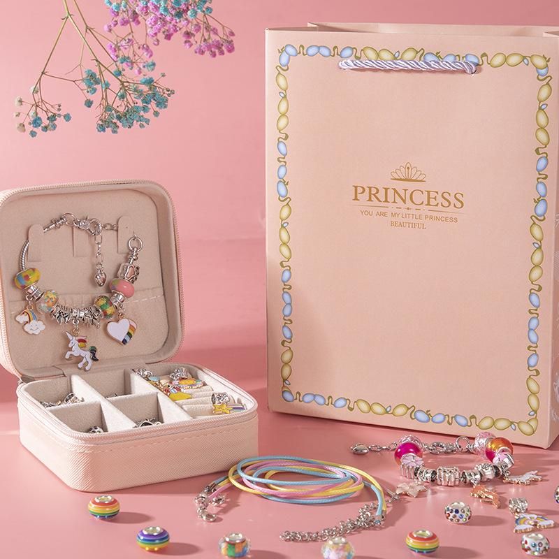 DIY Beaded Bracelet Set with Storage Box for Girls Gift Acrylic an Large Hole Beads Handmade Diy Jewelry Making Kit New